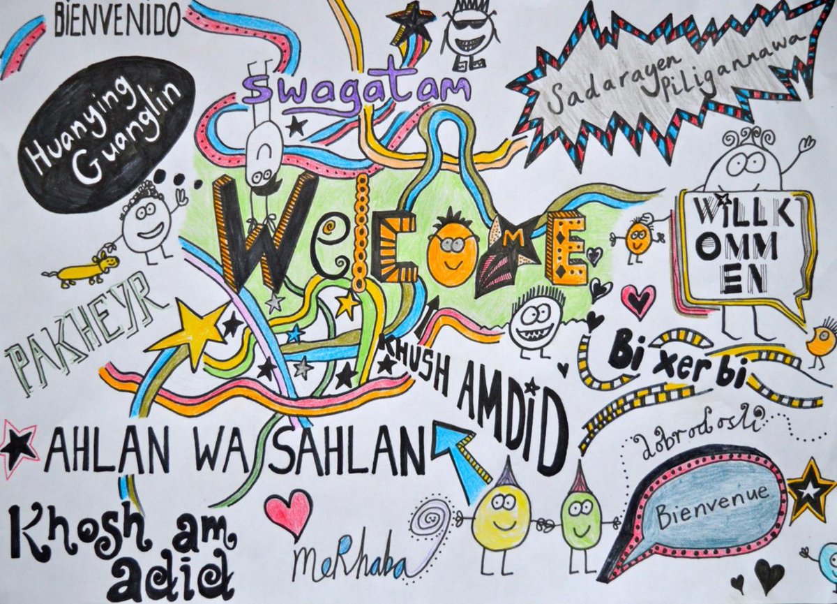 Anyone up for an art challenge? I'm working on a project that will see families creating word art inspired by the word 'welcome' and sending them to Syrian refugee families who have moved to the UK. Gem is 11 & lives in Norwich - this is his beautiful artwork Please RT. 1 of 2