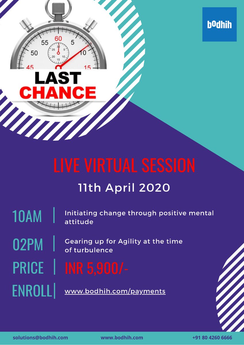 BodhihTraining's tweet image. This is your last chance to register for our Live Virtual Session and get unparalleled insights from the internet's most comprehensive live and practical session.
Register Now: bodhih.com/live-virtual-c…
#corporatetraining #livevirtualtraining #lvc #covid19 #learninganddevelopment