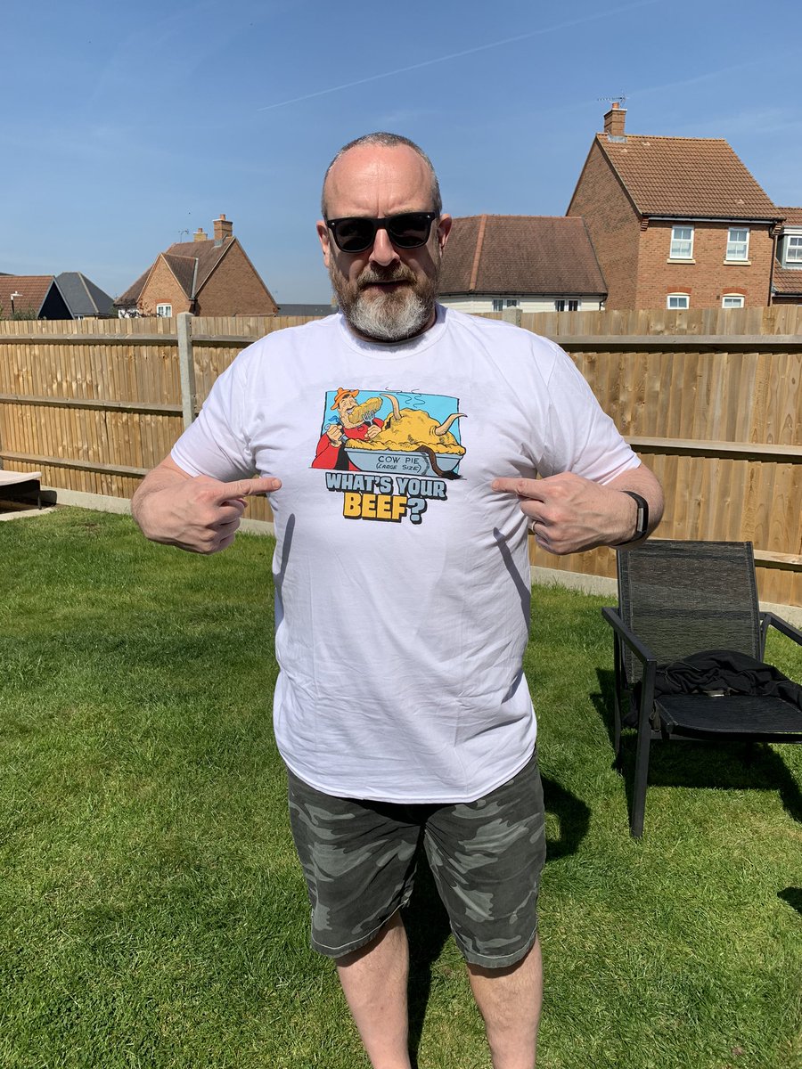 LHymus's tweet photo. @Rosemarino @IAmChrisRamsey my husband is very proud of his new T-shirt. He thinks I’m into Desperate Dan too- little does he know.... #ShaggedMarriedAnnoyed https://t.co/7rKTQrpGwd