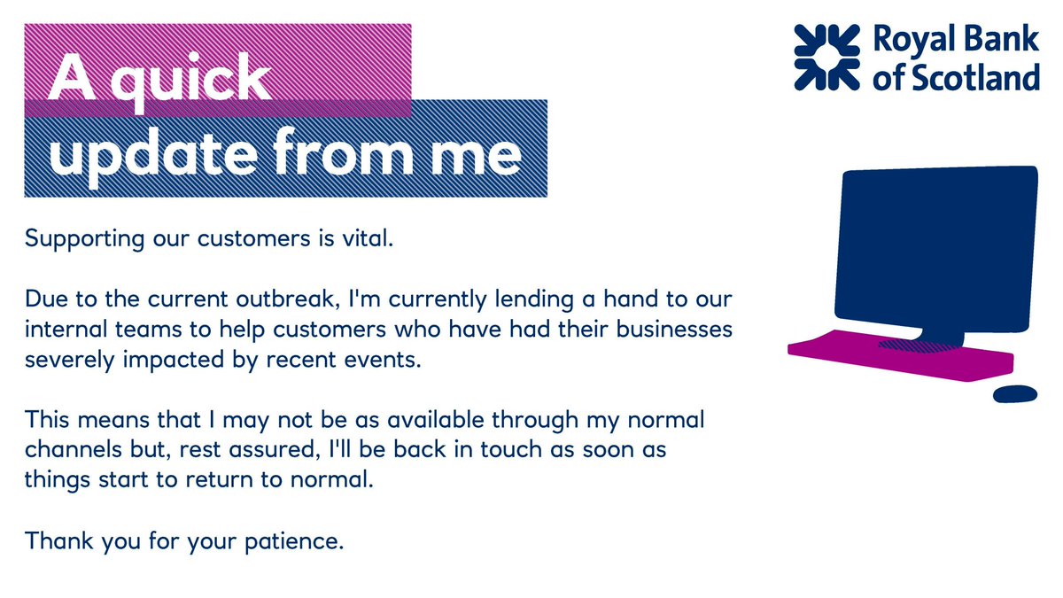 NickBansal5's tweet photo. In this unprecedented time, I am supporting our customers in a different way. For further information visit Royal Bank coronavirus support where you will find guidance on all aspects of funding and banking to support you through the #COVID19 pandemic. #RoyalBankBoost #SME https://t.co/HjF18EgMej
