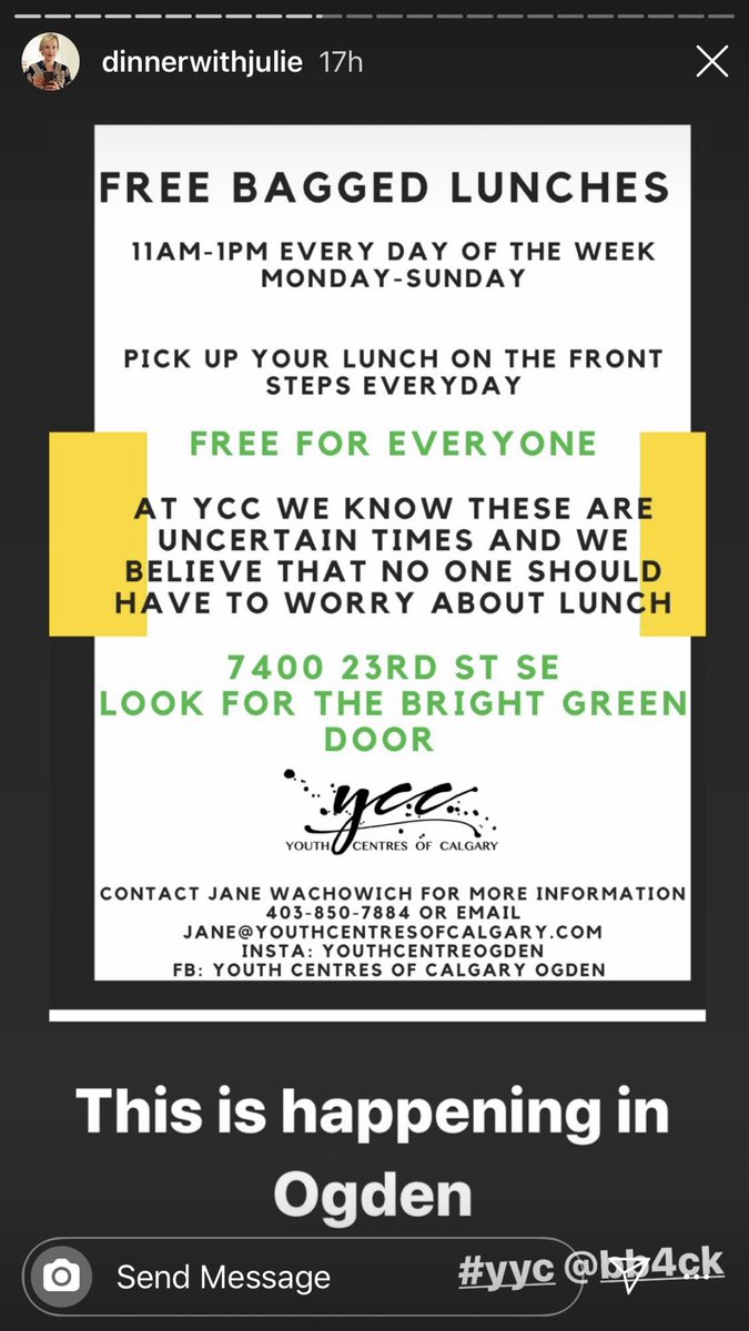 BnBKinders's tweet photo. Free bagged lunches for everyone at the Youth Centre in Ogden!
#yyccares #community https://t.co/rUeyrR5RbF