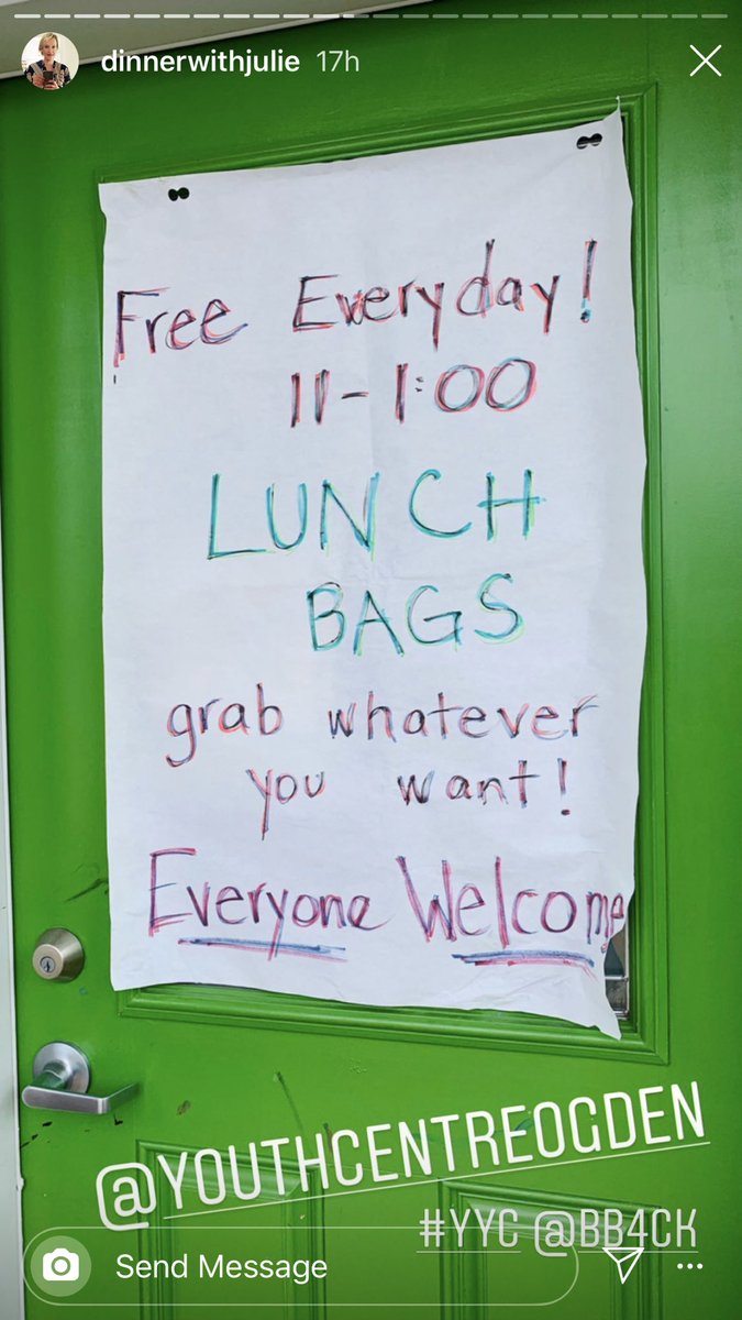 BnBKinders's tweet photo. Free bagged lunches for everyone at the Youth Centre in Ogden!
#yyccares #community https://t.co/rUeyrR5RbF