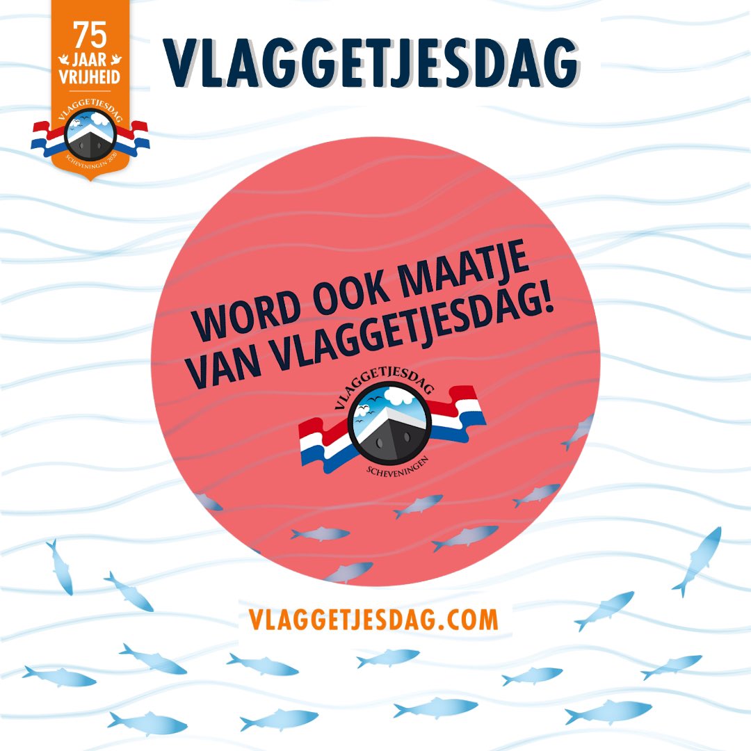 Maatje worden van Vlaggetjesdag? Dat kan! Voor €10 per jaar ontvangt u een uniek speldje en een smakelijke haring. Ga voor meer informatie naar vlaggetjesdag.com en word ook maatje! 🐟