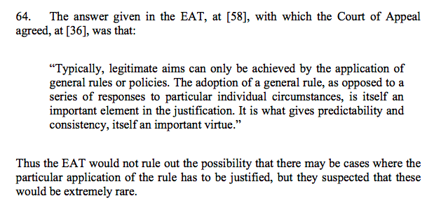 As for the spirit of the law?Case law supports the need for clear, predictable rules as a legitimate aim.  https://www.supremecourt.uk/cases/docs/uksc-2010-0201-judgment.pdfAs most people understand it is inappropriate to expect people to undress in front of strangers, colleagues and classmates of the opposite sex