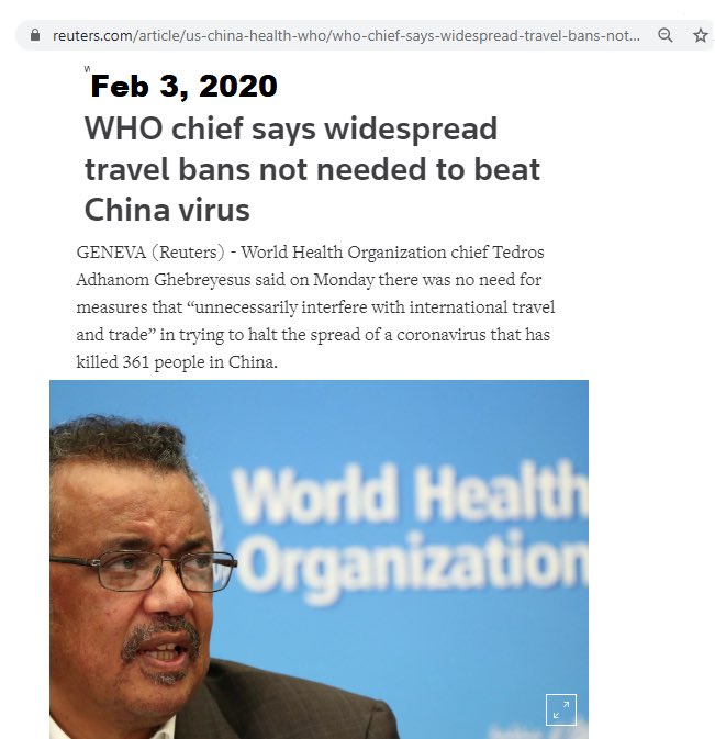 Trump merujuk kepada tindakan Tedros pada peringkat awal penularan COVID-19. Masa China kena COVID pada Januari, Tedros kata keadaan di China terkawal dan membantah negara2 yang menghalang kemasukan warga China atau menyekat penerbangan ke China.