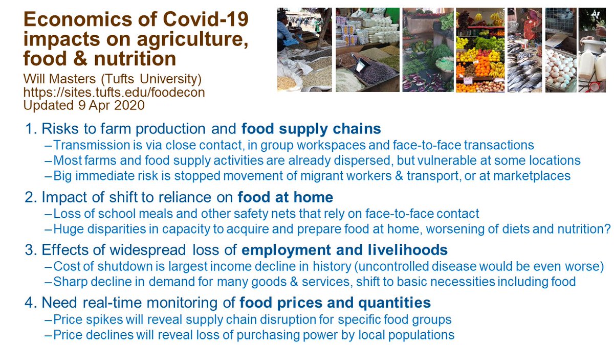 For our  @TuftsNutrition PhD seminar, a longer updated slide deck on  #COVID impacts on agriculture, food & nutrition, starting with this overview (1/14)