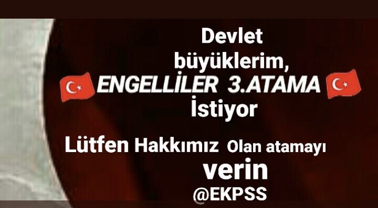 zeyneldag9's tweet photo. Atama yapılsın Her EKPSS sınavı sonrasında 3 atama yapan devletimiz, 2018 EKPSS 3.atamasını halen yapmadı. Sınava giren engelli memur adayları olarak 2020/1 atamasının yapılmasını istiyoruz
@RTErdogan @ZehraZumrutS #snzümrütekatamayap #SnZehraZümrütEkAtamaYap https://t.co/bfngWQKZlG