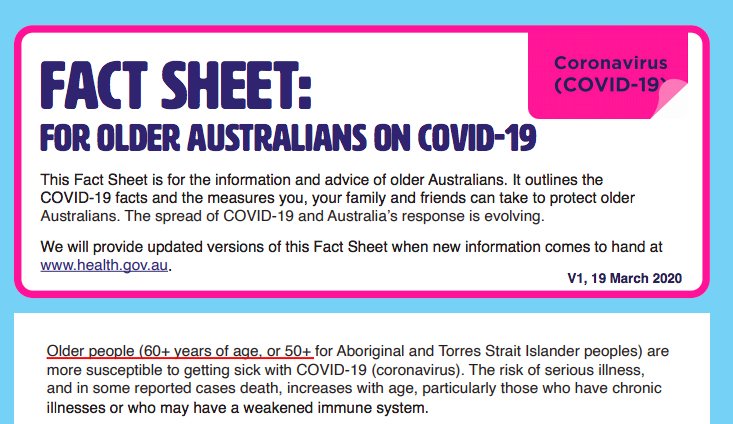 15/18I can't even call this institutional racism, because in common with the rest of Aisa, Australia concludes 60 and aboveThey even identified minority vulnerable communities more affected - something we haven't started to do (big fuss coming). https://www.health.gov.au/sites/default/files/documents/2020/03/coronavirus-covid-19-information-for-older-australians_1.pdf