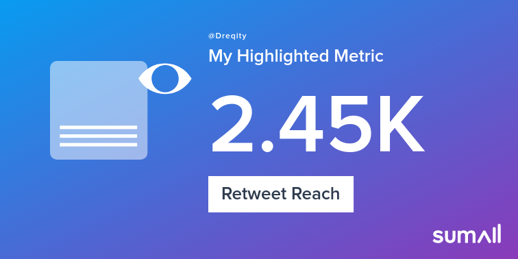 Dreqity's tweet image. My week on Twitter 🎉: 4 Likes, 1 Retweet, 2.45K Retweet Reach. See yours with sumall.com/performancetwe…
