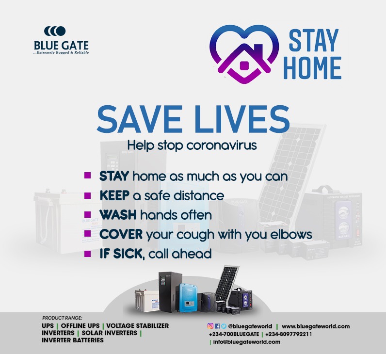 bluegateworld's tweet photo. "This weekend, the sacrifice of staying at home and social distancing is required to stop the spread of #COVID19." - Babajide Sanwo-Olu
Kindly ensure to imbibe these five WHO guides... #BLUEGATECares
#BLUEGATE!
#LightUninterrupted!!
#ExtremelyRuggedAndReliable!!! https://t.co/MSoFzLKj86