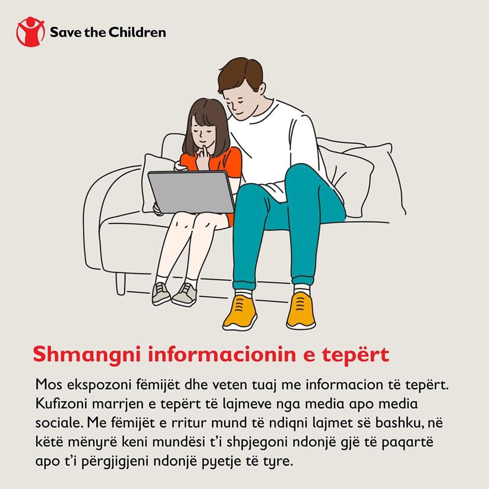 SaveChildrenAlb's tweet photo. Informacioni i tepert dhe jo i sakte, mbi kete situate nga #koronavirusi, shton stresin dhe iu demton shendetin #femijeve. Ketu jane disa #keshilla te thjeshta per ju #prinder se si ti shmangni keqinformimet dhe ti kuptoni me mire shqetesimet e femijeve tuaj: https://t.co/bOEEsp3tDl