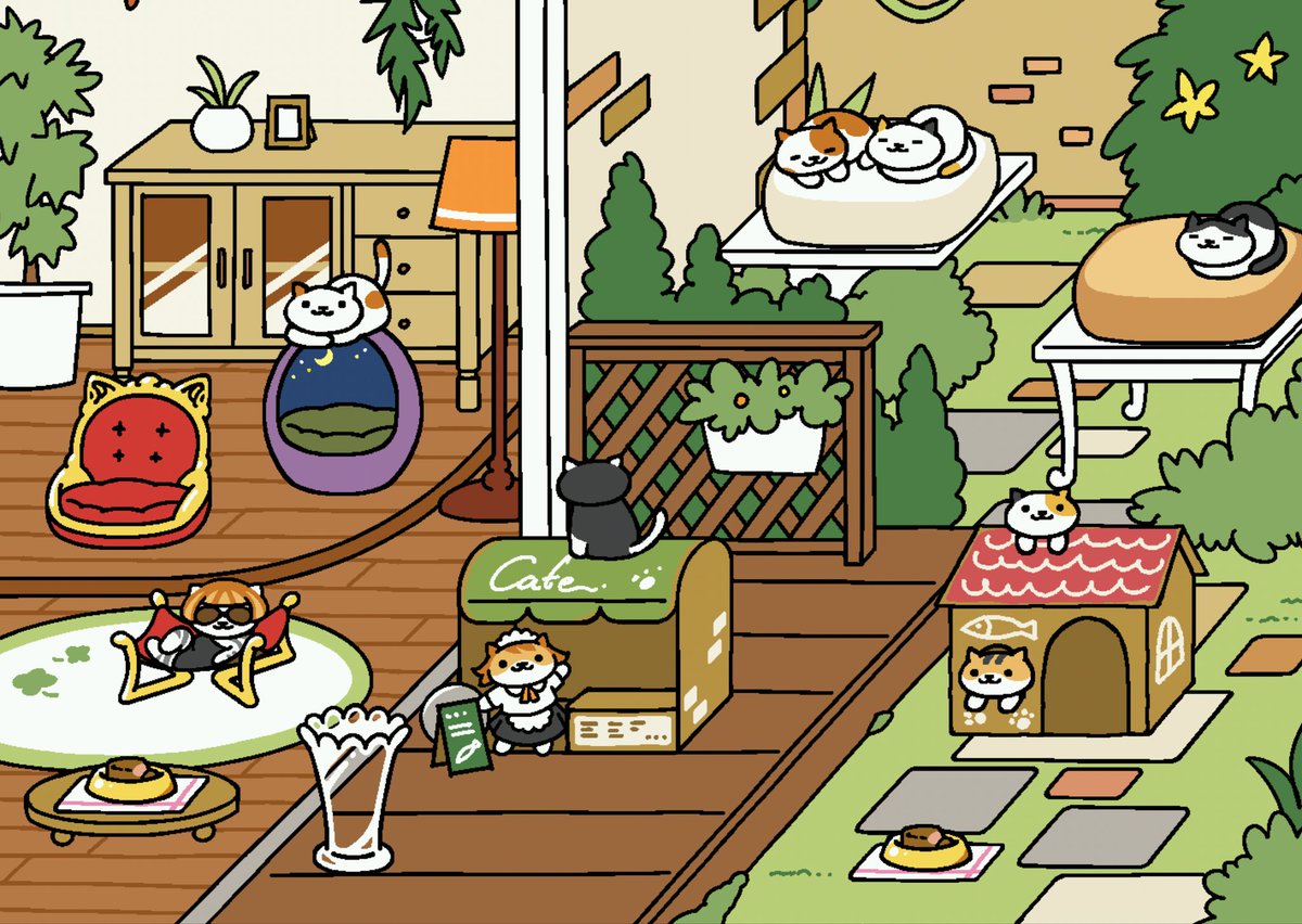 ちきちゃん Pa Twitter あめしょさんとかふぇさんが遊びに来てる ねこあつめ Nekoatsume ねこあつメイト Nekoatsumate