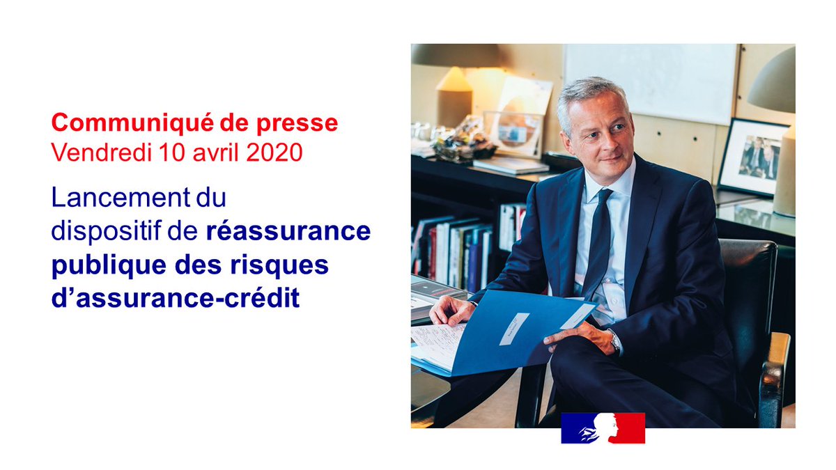 Economie_Gouv's tweet photo. 🔴 #COVID19 | @BrunoLeMaire annonce le lancement du dispositif de réassurance publique des risques d’assurance-crédit des #entreprises, autorisé par la loi de finances rectificative pour 2020 👉 https://t.co/tjut2qK431 https://t.co/cCctmpFO4f