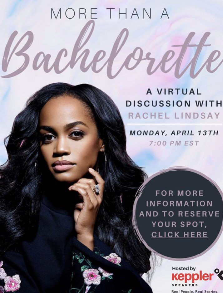 Calling all Bachelor fans!!! Use this link to reserve your spot and to join in on the conversation! 🌹bit.ly/RachelLindsay