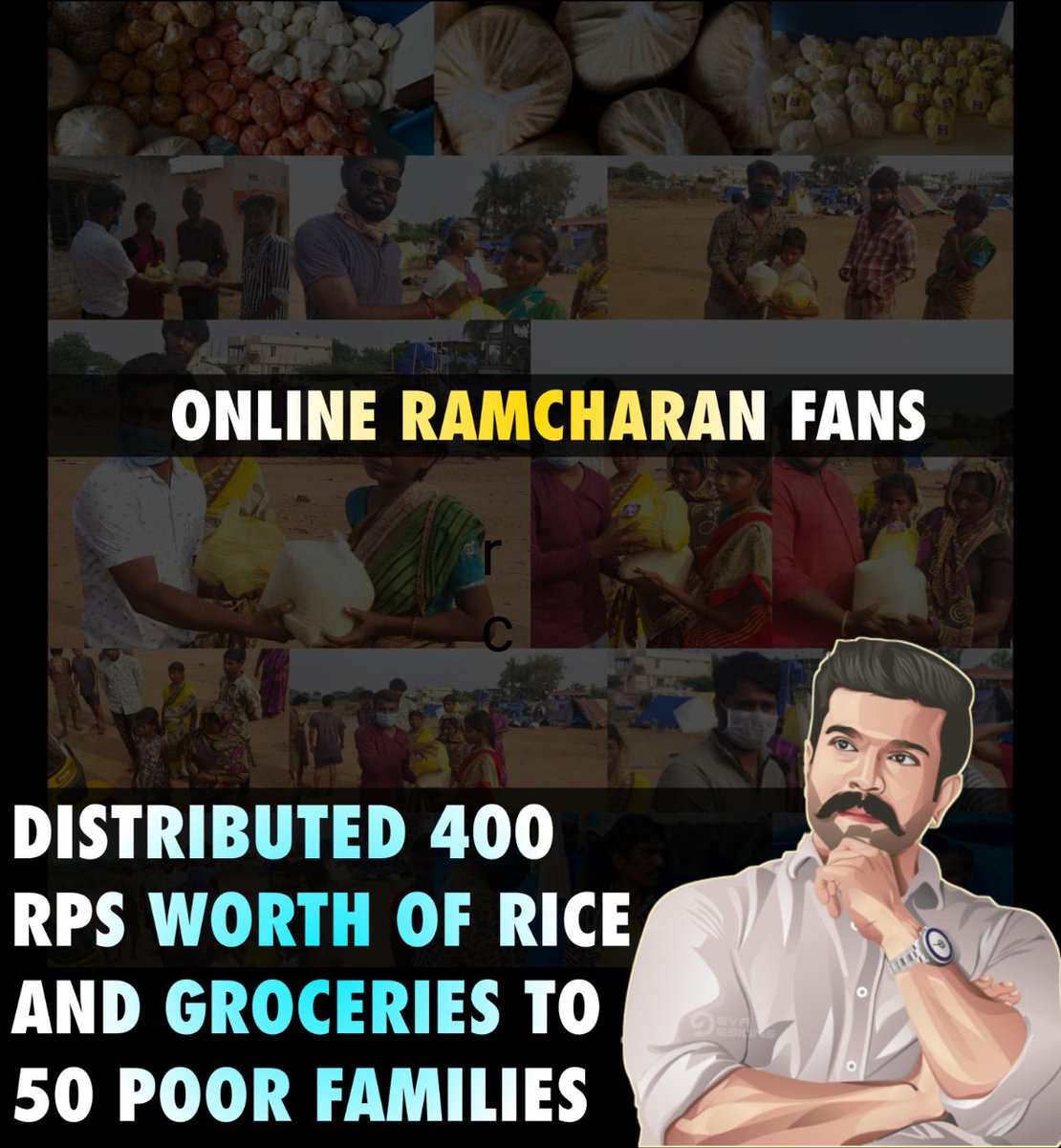 @TeamRCHH_offil Distributed Rice And Groceries To Poor Families In Karimnagar Each Packet worth Of 400Rs   #MakeOurIdolRCProud