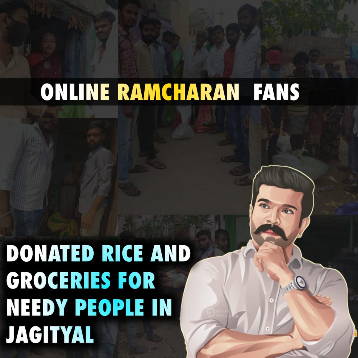 Our  @AlwaysRamCharan Fans from Jagithyal Thank you So much guys for the support  #MakeOurIdolRCProud