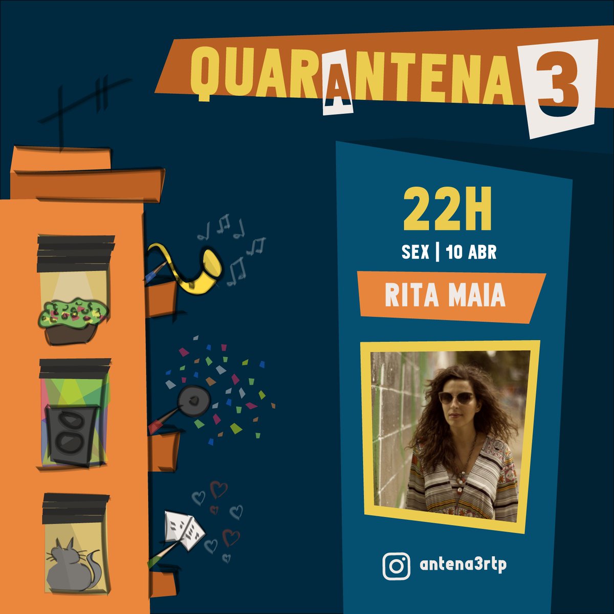 De Londres para as vossas salas, hoje temos <a href="/RITA__MAIA/">RITA MAIA</a> ao vivo no instagram da <a href="/antena3rtp/">Antena 3</a>.

👉 instagram.com/antena3rtp/

Programação da semana: bit.ly/QuarAntena3
#QuarAntena3