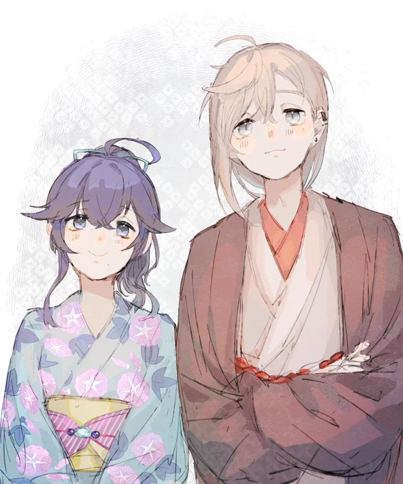 U助ママ兄妹和服並びたすかる?
#出雲墨絵  #かな絵 