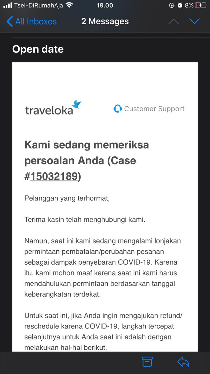 greatcnyo's tweet photo. @traveloka ini email dari tanggal 8 https://t.co/7VLJlDRp6T