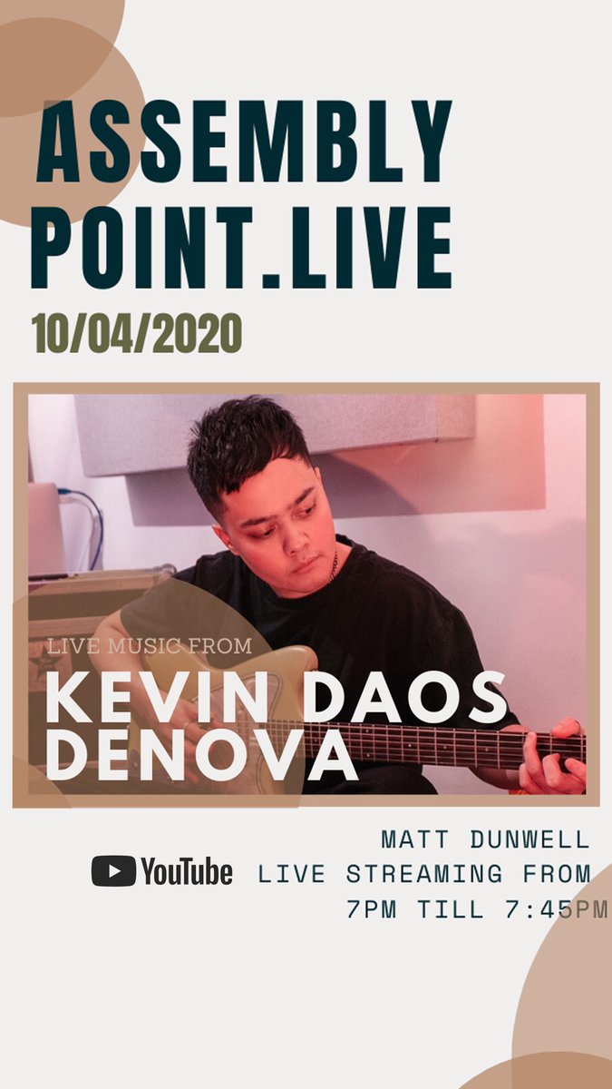 DENOVABAND's tweet photo. Tune in to @assemblypointuk on YouTube tonight at 7pm to watch Kev perform some songs and spill the tea with our friend Matt ⚡️

https://t.co/yWcjrz6T3u https://t.co/JbfHi8bw4z
