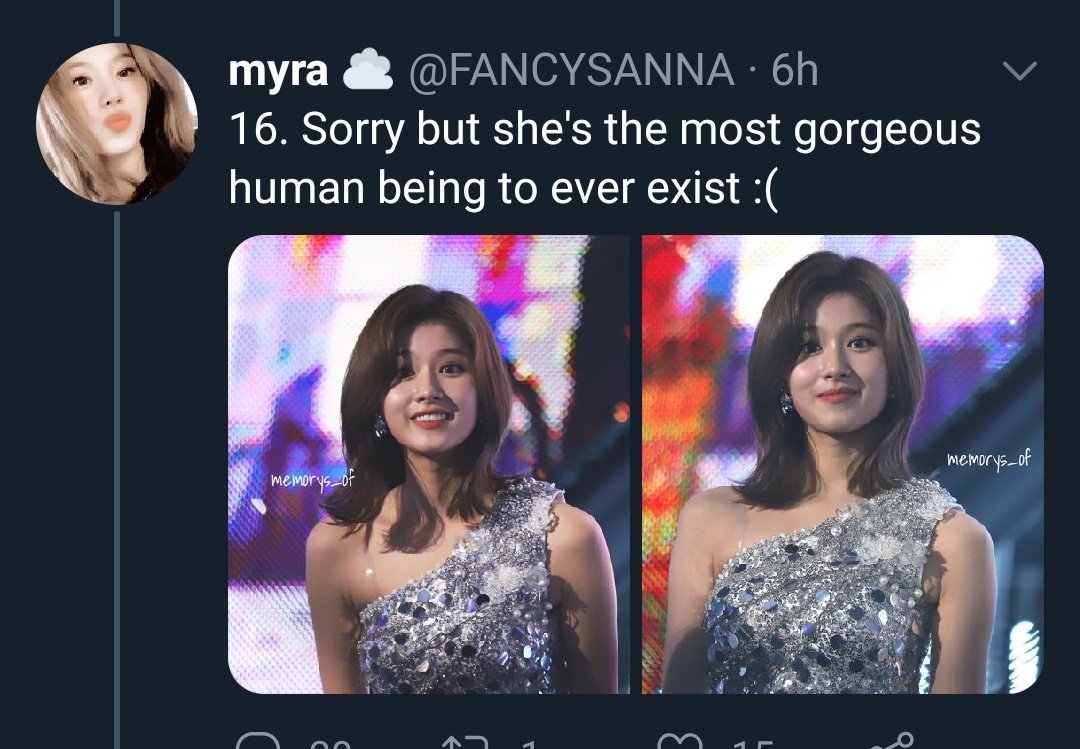 16. The d!sr€sp€ct telling people that Sana is the most gorgeous human ever existed as an unpopular opinion. Girl this is a fact.