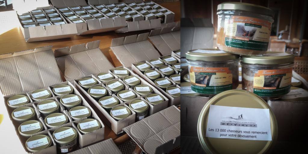 Fédération des chasseurs de Loire-Atlantique
Livraison de 120 terrines de gibier ce matin au <a href="/CHUNantes/">CHU de Nantes</a>, pour apporter un peu de soutien à l'ensemble du personnel hospitalier soignant et non-soignant.