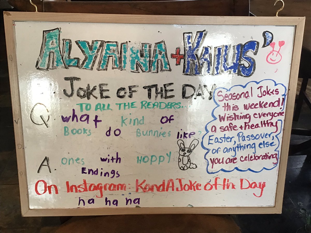 HG_Library's tweet photo. We are featuring seasonal jokes this weekend.  This one was chosen by the Teacher Librarian in me 📚. Whether you celebrate Passover or Easter or just Life we want to wish you a safe and healthy long weekend! https://t.co/jXcqYdnNKR