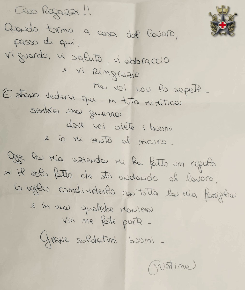 Corpo Militare Volontario Cri على تويتر Una Lettera Accompagnata Da Molti Generi Di Conforto Lasciata Da Una Ragazza Alla Postazione Del Corpo Militare Nei Pressi Dell Ospedale Di Lugo Uno Dei Tanti Gesti