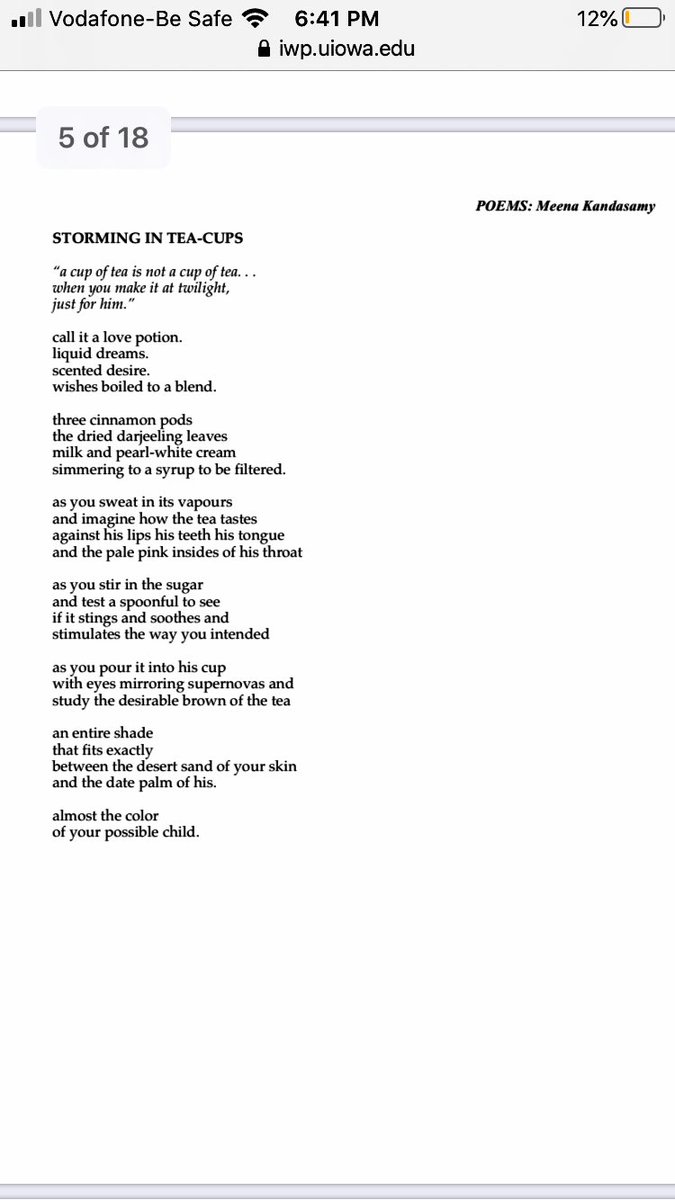 OnlyAnamika's tweet image. Those of you craving the evening cup of tea, try this poem instead. What beauty! #MeenaKandasamy #Chai