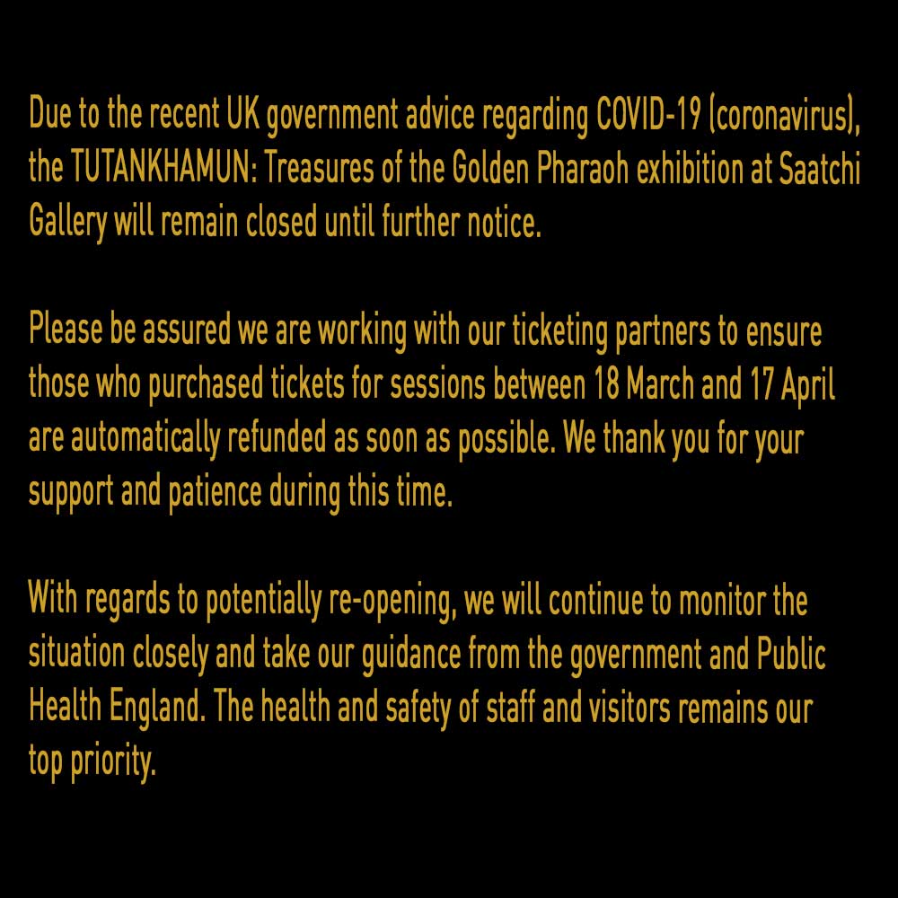 ⚠️Latest update! 

#TutankhamunLondon
<a href="/saatchi_gallery/">Saatchi Gallery</a>