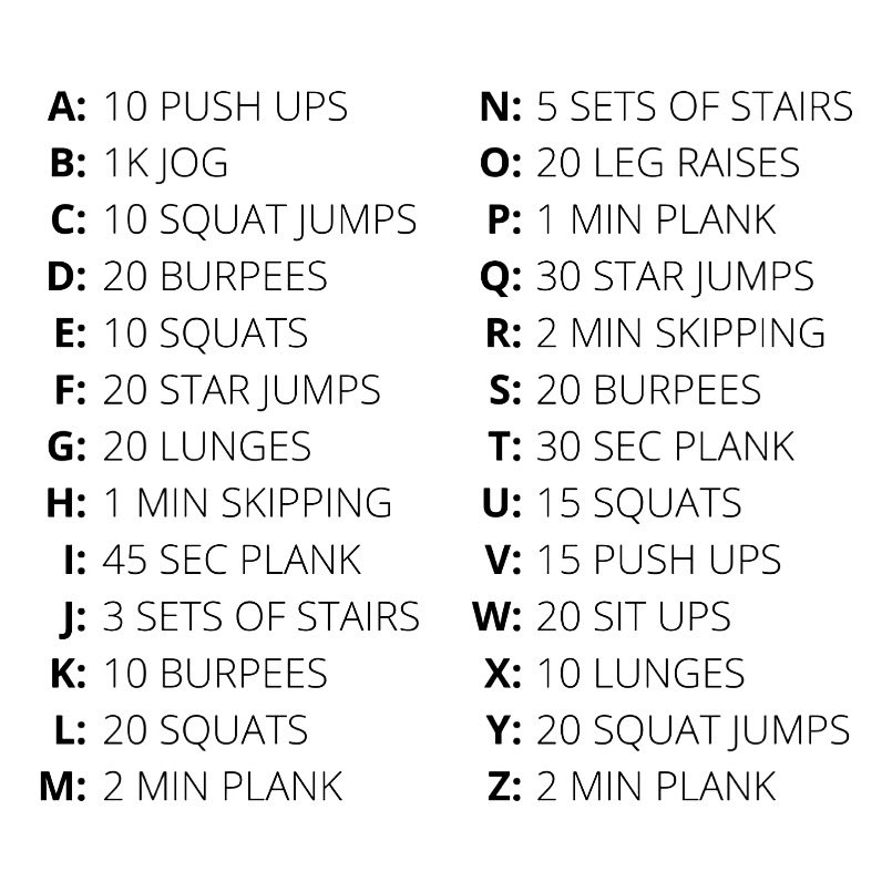 Your PE challenge today is to create a sentence/phrase by completing the exercises that represent the letters😊
E.g. you could spell your name, Happy Easter, hope you’re well, PE is the best 😉 Send it to a friend or a family member so they can try crack the code ✅💪🏼