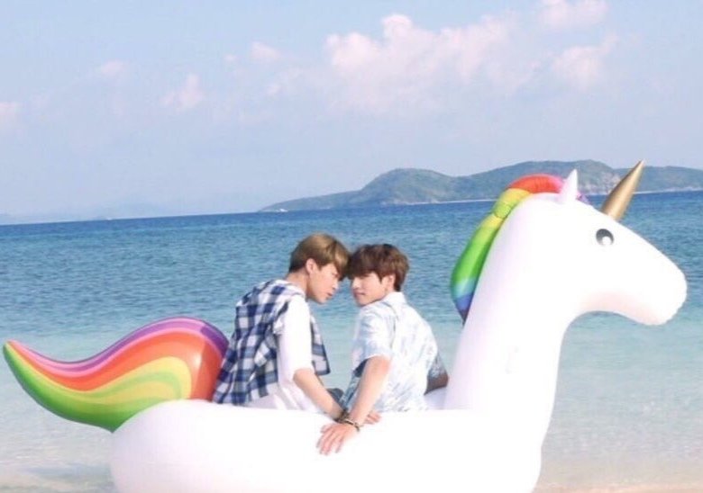 Twelfth: Did jikook really do a photo shoot on an inflatable unicorn or is this an edit?