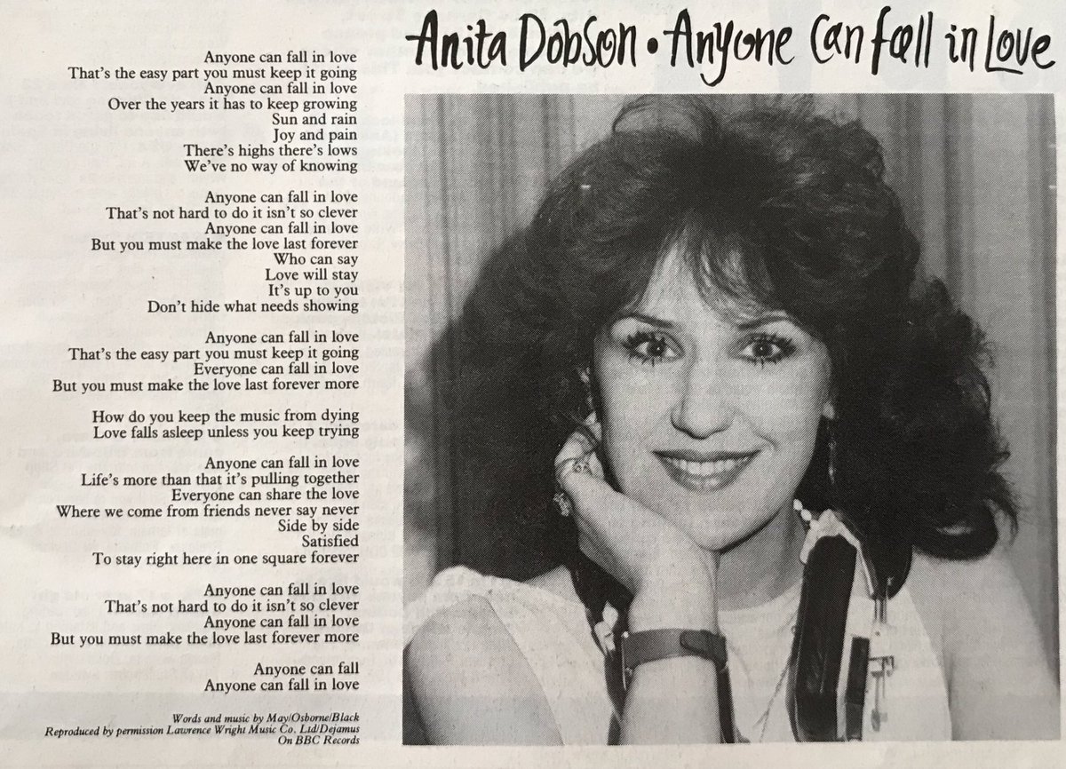 🚨 SONG OF THE DAY 🚨 WHAT A PERFORMANCE!!! (On Wogan) Anita Dobson “Anyone Can Fall In Love” m.youtube.com/watch?v=9CFcu8… Smash Hits Songwords April 1986 @AnitaDobsonFC @bbceastenders #AnitaDobson #AngieWicks #Eastenders #BBC #EastendersTheme