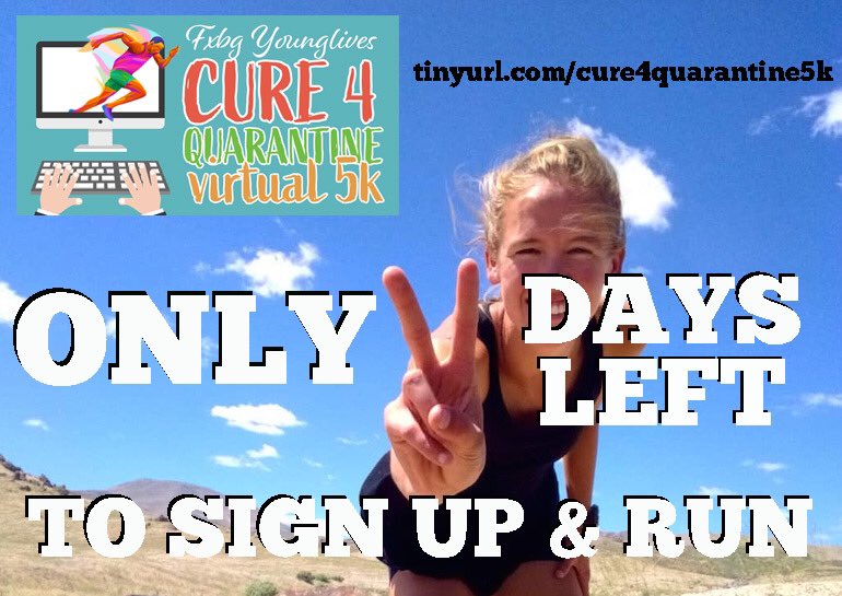 5kCure's tweet photo. ONLY TWO DAYS LEFT!!! Sign Up HERE: https://t.co/vaN6EmKDKp and for $20 be entered into some great prizes and support FXBG YoungLives! https://t.co/V9JJl1XkRt