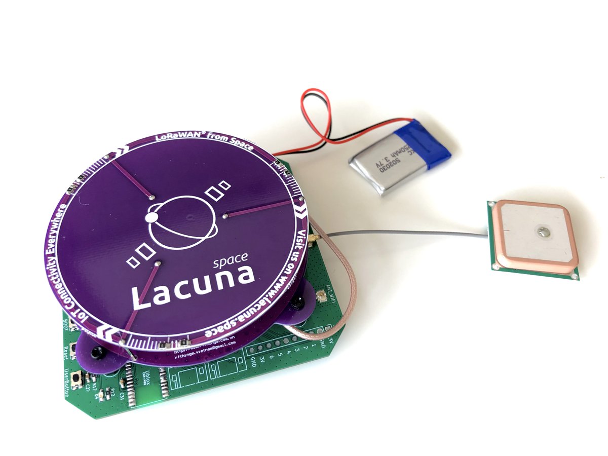 We're thrilled to announce <a href="/lacuna_space/">Lacuna Space</a> has produced the first working device for @Semtech's #LoRaEdge LR1110. Revolutionising global asset tracking combining device transmission over our satellites and the #LoRaCloud Geolocation platform with GNSS and WiFi scanning #LoRaWAN