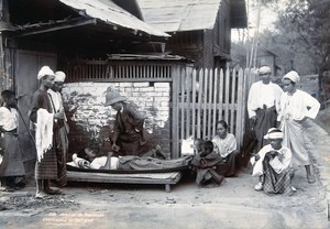 114 years old photo of an outdoor examination of a plague patient in Mandalay in British Burma (now Myanmar) during the outbreak of third plague pandemic was taken in 1906 AD.