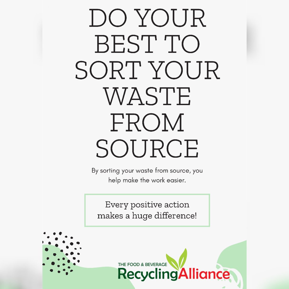 fbralliance's tweet image. Do your best to #sort your #waste from source.
By #sorting your #waste from source, you help make the work easier.
Every positive #action makes a huge difference.

#ItsCoolToRecycle #FBRAlliance