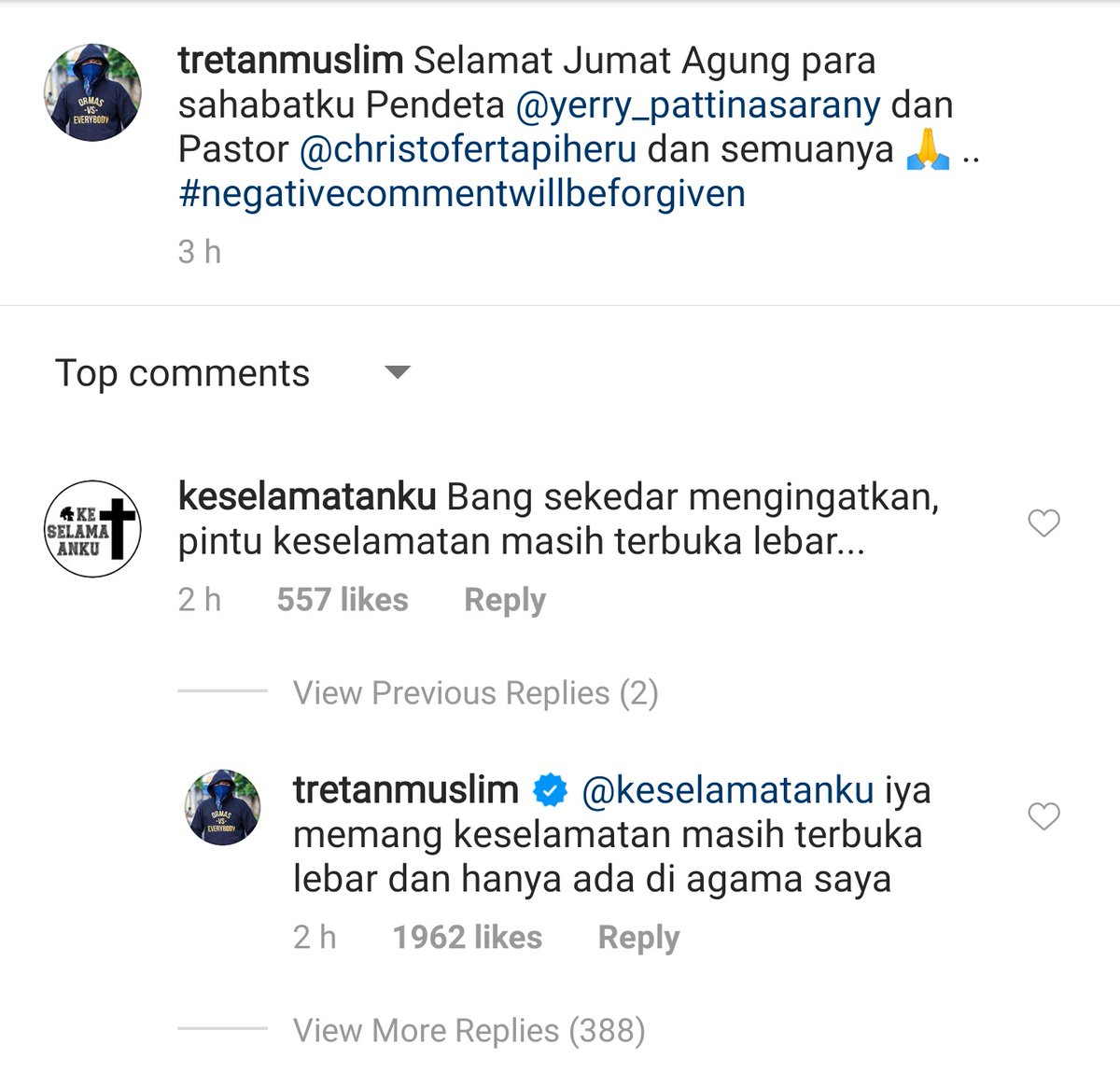 TretanMuslim's tweet photo. Bercanda dg agama tetangga saya lebih tenang @KatolikG https://t.co/nuD1gJ9n5w