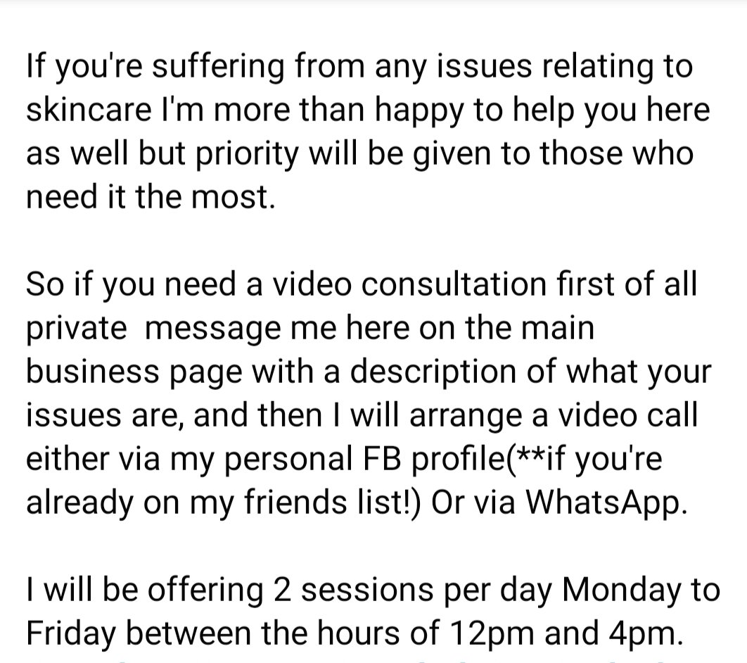 ****FREE VIDEO CONSULTATIONS****
Have a read here folks! 👇🏾
#GoodnessGraces_ #LouthChat #Drogheda #FreeConsultations #LetMeHelp #StaySafe #StopTheSpreadOfCOVID19