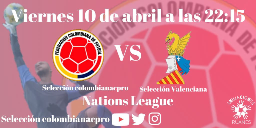 SelecColombia's tweet photo. No os perdáis está noche los Cuartos de final de la Nations League contra la @SelValVLP 💪🏼

@animacionesrua1 https://t.co/ZQB18yWfcy
