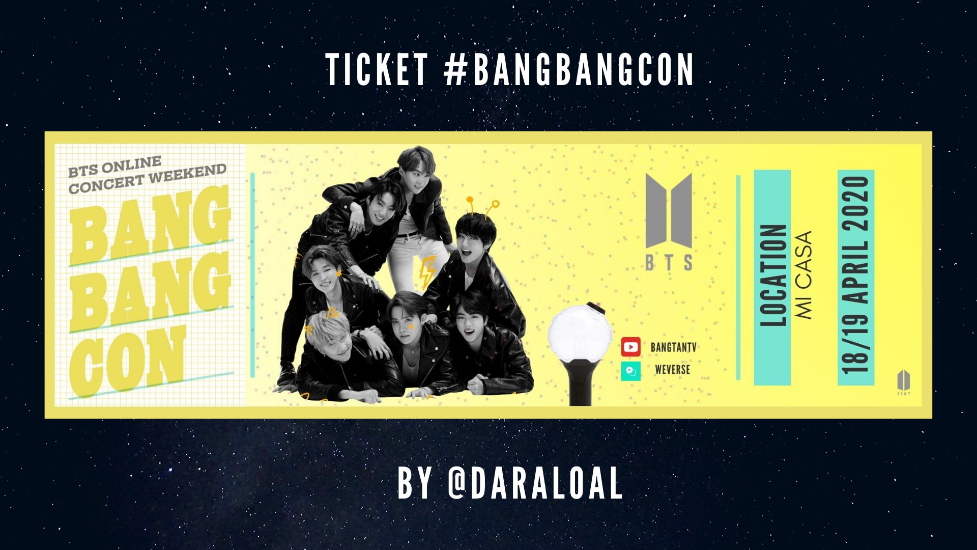 ren on twitter thread of bangbangcon fan made tickets amp banners made by army bts concert at home https t co 9omttjauag twitter