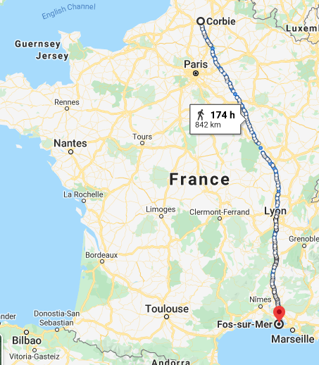 Now it's a bit of a ride from Fos to Corbie so the privilege stipulates also a whole set of provisions for the transport of the said goods. Carts, escort and so on. You don't want to take any chances. 3/