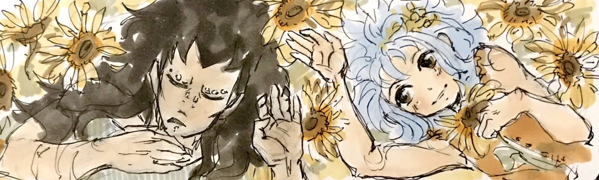 KasumiAlex's tweet photo. #GajevyWeek - Day 5 “Flowers”

Oh it was something new for me to draw in my marker pallet. New format and just 30-minutes sketch. But look how cute are they in sunflowers 🌻

#gajevy #gajevyevents https://t.co/YFjt5xRLfQ