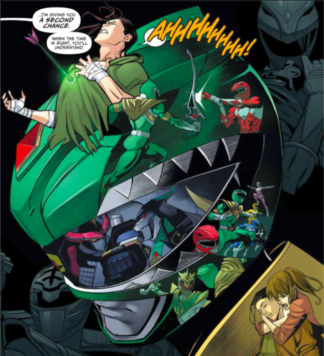 GGPR #12: (Spoilers) This was created because I promised Dan that I'd somehow find a way to let him draw all the iconic moments of the Green Ranger in a book that didn't feature the Green Ranger. It was designed as a mosaic, not Tommy remembering everything from Shattered Grid.