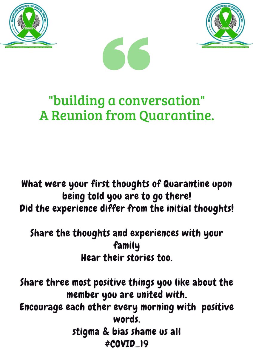 We do hope those back home from #mandatoryquarantine are settling well with loved ones 💚💚💚

73415588 for #Counselling support bookings 
#mentalhealthmatters
#covid_19
#reintegration