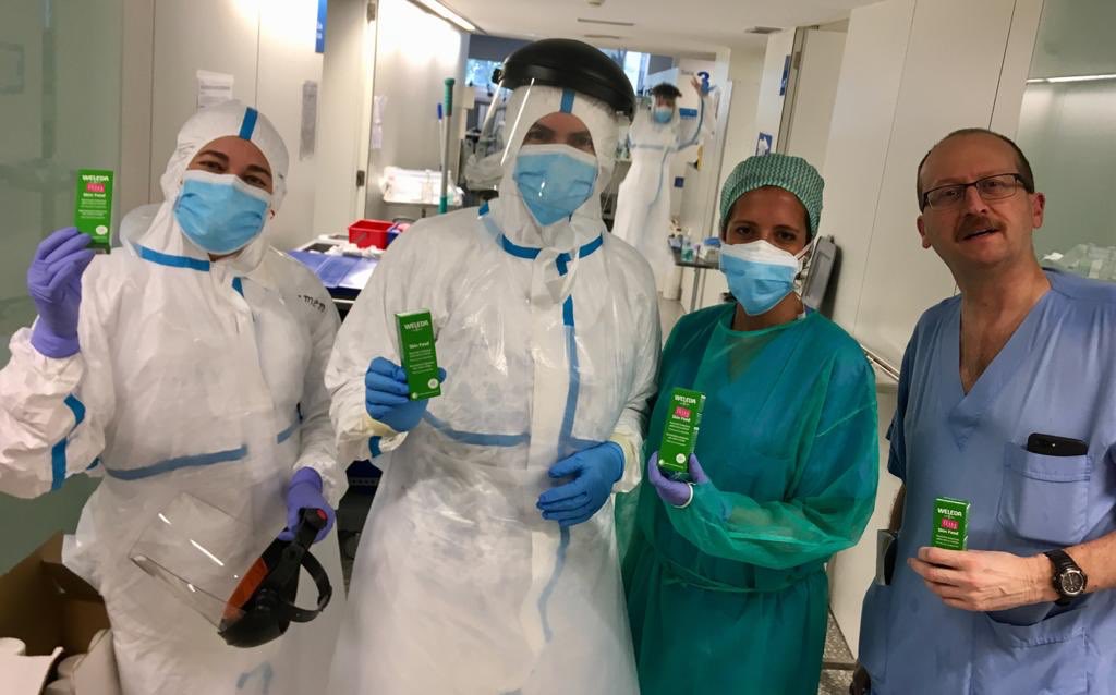 SandraMarmanya's tweet photo. Gràcies @Weleda per cuidar la pell dels professionals del @consorcsanitari!! #EPIs #UCI #anestesiología #COVIDー19 https://t.co/xO9abFBuJ7