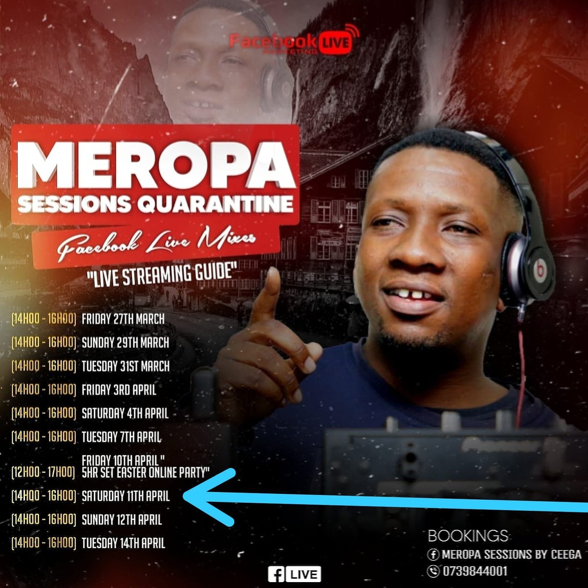 CeegaWaMeropa1's tweet photo. #Shimza
Guys tomorrow @ 14h00 please join me on my Facebook page "Meropa Sessions By Ceega" for my live show.

I promise you good music

page:https://t.co/ylIxMxDNLc https://t.co/ZISEBCbmDz
