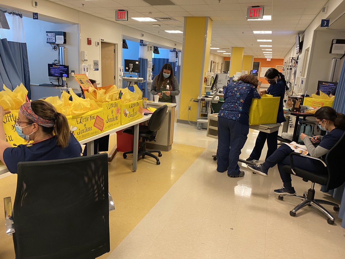 RahulKoka's tweet photo. #pedspacu nurses @HopkinsKids creating gift boxes for our colleagues in the #ICU taking care of #COVIDー19  patients. Wonderful to work in a place that supports each other so thouroughly. #WeAreHopkins https://t.co/ivIhQnLXcD