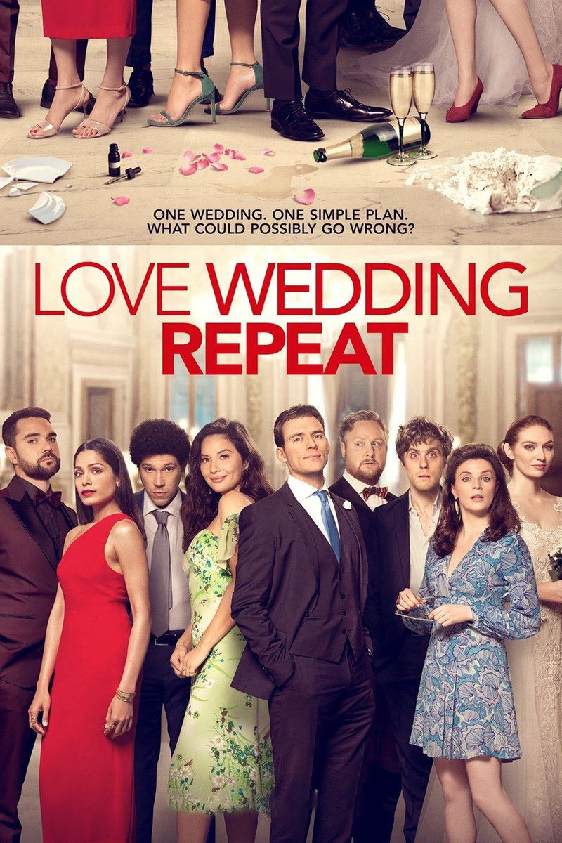  #LoveWeddingRepeat (2020) This is really funny movie. A trainwreck of a wedding that is cringy and fun to watch and honestly Sam Calfin is a delight in the movie and everyone here is charming, it didn't live up to it's potential but nonetheless it's a fun romcom