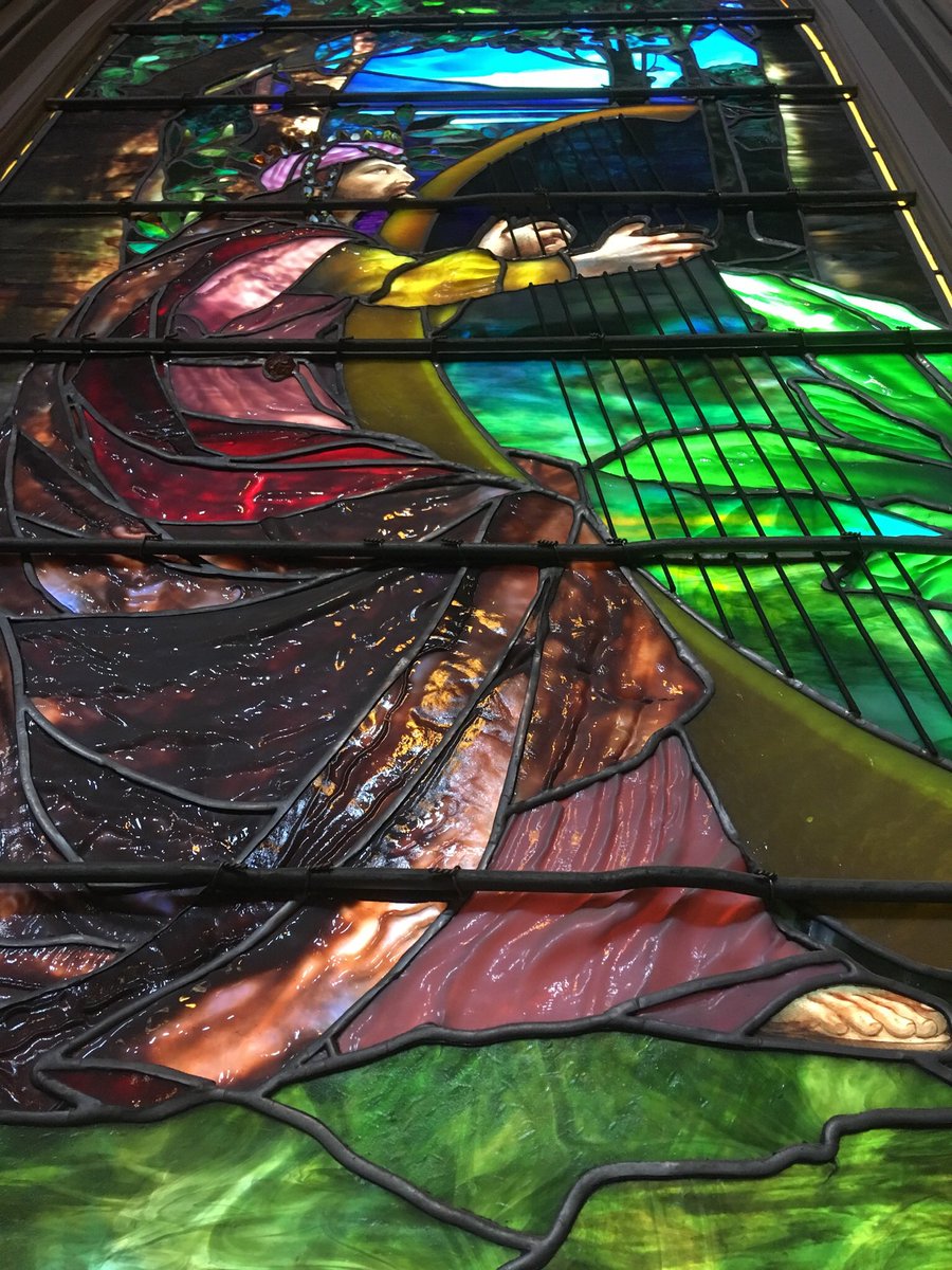 HeritageHeathr's tweet photo. Day 16 #achurchaday the beautiful #TiffanyGlass in a church across the #Pond In #Augusta #Maine Seems appropriate given the #US struggle with #COVIDー19 #StayHomeSaveLifes https://t.co/9d7eKS4hzb